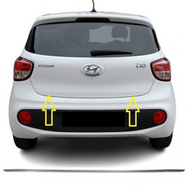 Edelstahlstreifen an der Unterkante des Kofferraums Hyundai i10 2016-19 Edelstahlstreifen an der Unterkante des Kofferraums Hyundai i10 2016-19