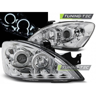 Klare Frontleuchten für Mitsubishi Lancer 7 2004–07, Tageslicht-LED, Chrom