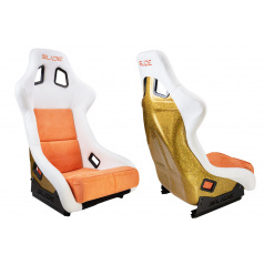 Sportstuhl SLIDE KS2 Premium Weiß Orange Velours & Orange Glitzer