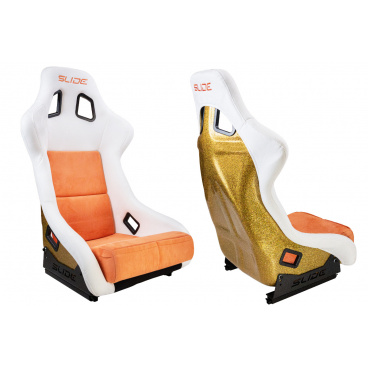 Sportstuhl SLIDE KS2 Premium Weiß Orange Velours & Orange Glitzer Sportstuhl SLIDE KS2 Premium Weiß Orange Velours & Orange Glitzer