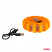Akkubetriebene Notfall-Autolampe mit LED-Taschenlampenfunktion 12SMD+3SMD 650mAh (BATT) rot AMIO-04673