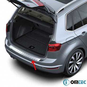 Abdeckung aus gebürstetem Edelstahl für die Oberkante der hinteren Stoßstange VW Golf VII Sportsvan 2013-19
