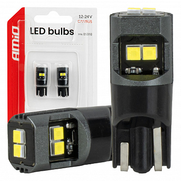 LED-Lampen CANBUS W5W T10 2020 6SMD weiß 12V 24V AMIO-05010 LED-Lampen CANBUS W5W T10 2020 6SMD weiß 12V 24V AMIO-05010