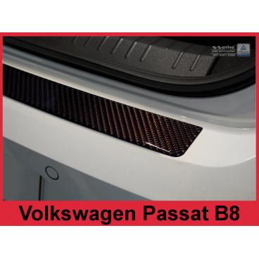 Carbon-Abdeckung – Schwellenschutz für die hintere Stoßstange Volkswagen Passat B8 2014+ Carbon-Abdeckung – Schwellenschutz für die hintere Stoßstange Volkswagen Passat B8 2014+