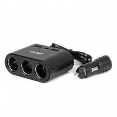 Zigarettenanzünder-Verteiler mit Ladegerät 2x USB-A 1x USB-C 12V 24V 120W 70cm AMIO-04361