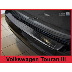 Edelstahlabdeckung – schwarzer Schwellenschutz für die Heckstoßstange des Volkswagen Touran II 2015+