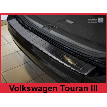 Edelstahlabdeckung – schwarzer Schwellenschutz für die Heckstoßstange des Volkswagen Touran II 2015+