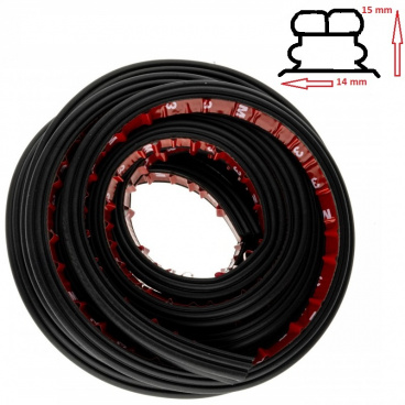 Gummi-Türdichtung 14x15 mm / 500 cm mit Kleber