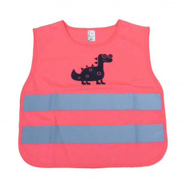 Reflektierende Kinderweste rosa DINOSAUR AMiO-03989 Reflektierende Kinderweste rosa DINOSAUR AMiO-03989