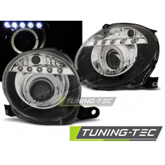 Fiat 500 2007- Frontscheinwerfer mit klarem Projektor, schwarze LED