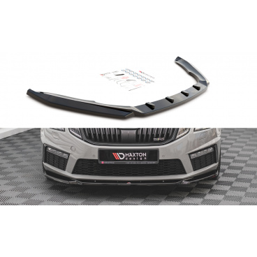 Spoiler unter der vorderen Stoßstange ver.3 für Škoda Octavia III RS Facelift Mk3, schwarz glänzender ABS-Kunststoff