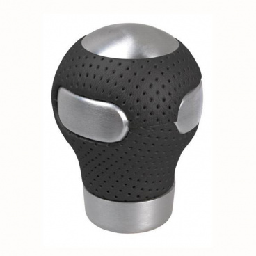 Schalthebelkopf kugelförmig aus Aluminium schwarz mit Perforation