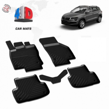 Gummiset 4D präziser Autoteppiche für Škoda Karoq inklusive Abdeckung des hinteren mittleren Teils Gummiset 4D präziser Autoteppiche für Škoda Karoq inklusive Abdeckung des hinteren mittleren Teils