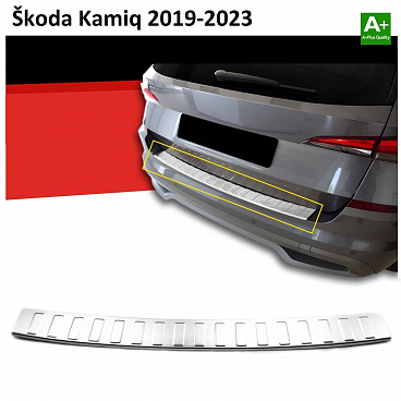 Schutzblech für die hintere Stoßstange aus Edelstahl Škoda Kamiq 2019-23 Schutzblech für die hintere Stoßstange aus Edelstahl Škoda Kamiq 2019-23