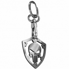 Schlüsselanhänger – Totenkopf-Schlüsselanhänger aus silbernem Metall