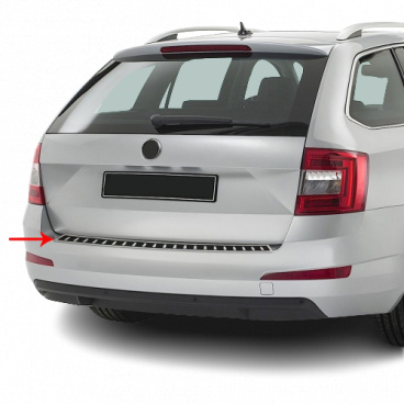 Heckstoßstangenabdeckung aus Edelstahl in Carbonimitat Omtec Škoda Octavia III 2013-19 Kombi Heckstoßstangenabdeckung aus Edelstahl in Carbonimitat Omtec Škoda Octavia III 2013-19 Kombi