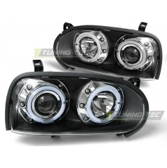 VW GOLF 3 09.91-08.97 klare Frontleuchten Angel Eyes schwarz