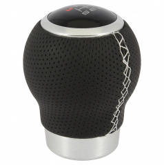 Lederschaltknauf schwarz/weiße Nähte II