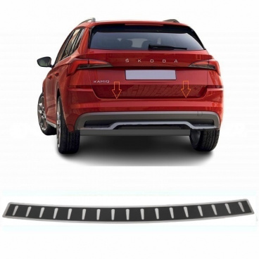 Schutzblech für die hintere Stoßstange aus Edelstahl / Carbon Škoda Kamiq 2019+ Schutzblech für die hintere Stoßstange aus Edelstahl / Carbon Škoda Kamiq 2019+