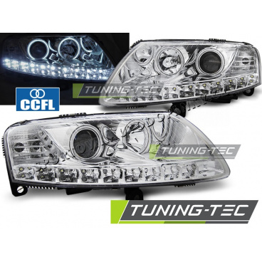 AUDI A6 C6 04.2004–08 Angel Eyes LED-Chrom-Frontleuchten, klar
