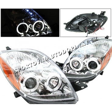 Toyota Yaris 06-08 Dual Halo Projektor Chrom – Komplettset bestehend aus 2 Stück