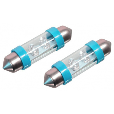 Glühbirne 4LED 12V suf. SV8.5 38mm blau 2 Stk