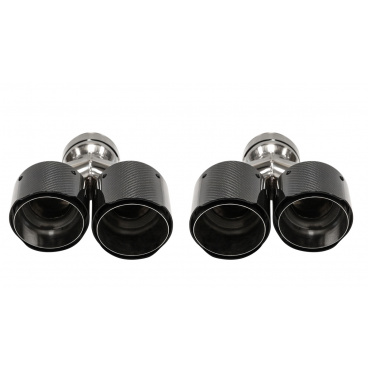 Endstück Schalldämpfer 101mmx2 Eingang 76mm Carbon Glanz Set