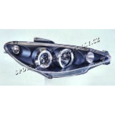 Peugeot 206 klare Optik Angel Eyes schwarzer Hintergrund Peugeot 206 klare Optik Angel Eyes schwarzer Hintergrund