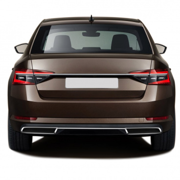 Heckauspuffdiffusor aus Edelstahl mit Klebestreifen, 3 Stück, Škoda Superb III 2015+ Heckauspuffdiffusor aus Edelstahl mit Klebestreifen, 3 Stück, Škoda Superb III 2015+