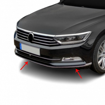 Unterlippe aus Edelstahl mit Omtec-Kleber VW Passat 2015-19 (3 Stück)