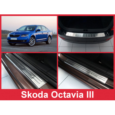 Satz Autozubehör aus Edelstahl, 5-teilig, Škoda Octavia III 2013-16 Satz Autozubehör aus Edelstahl, 5-teilig, Škoda Octavia III 2013-16