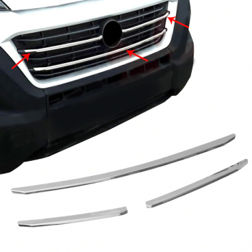 Edelstahl-Frontmaskenabdeckung Omtec 3 Stück Fiat Ducato 2014+