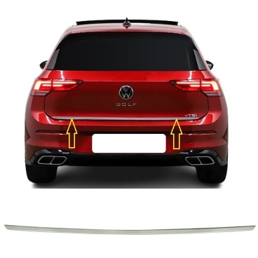 Edelstahlstreifen der Unterkante des Kofferraums VW Gollf VIII HTB 5D 2020+ Edelstahlstreifen der Unterkante des Kofferraums VW Gollf VIII HTB 5D 2020+