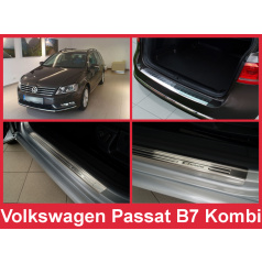 Edelstahl-Abdeckungsset-Heckstoßstangenschutz+Türschwellenschutzleisten VW Passat B7 Kombi 2011-14