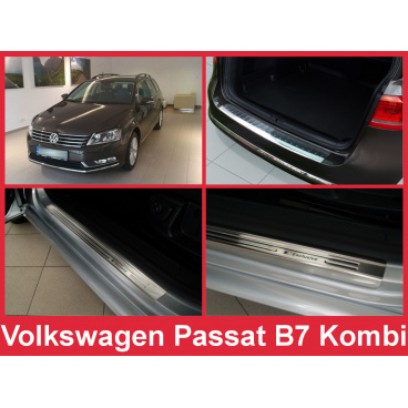 Edelstahl-Abdeckungsset-Heckstoßstangenschutz+Türschwellenschutzleisten VW Passat B7 Kombi 2011-14