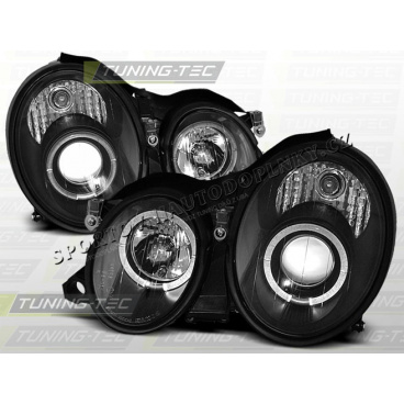 MERCEDES CLK W 208 1997–02 FRONT CLEAR LIGHTS ANGEL EYES BLACK