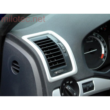Innendekoration, 2er-Set (Lüftungsrahmen 3 Stück) ABS-Silber matt, Škoda Octavia II, Škoda Octavia II Facelift Innendekoration, 2er-Set (Lüftungsrahmen 3 Stück) ABS-Silber matt, Škoda Octavia II, Škoda Octavia II Facelift